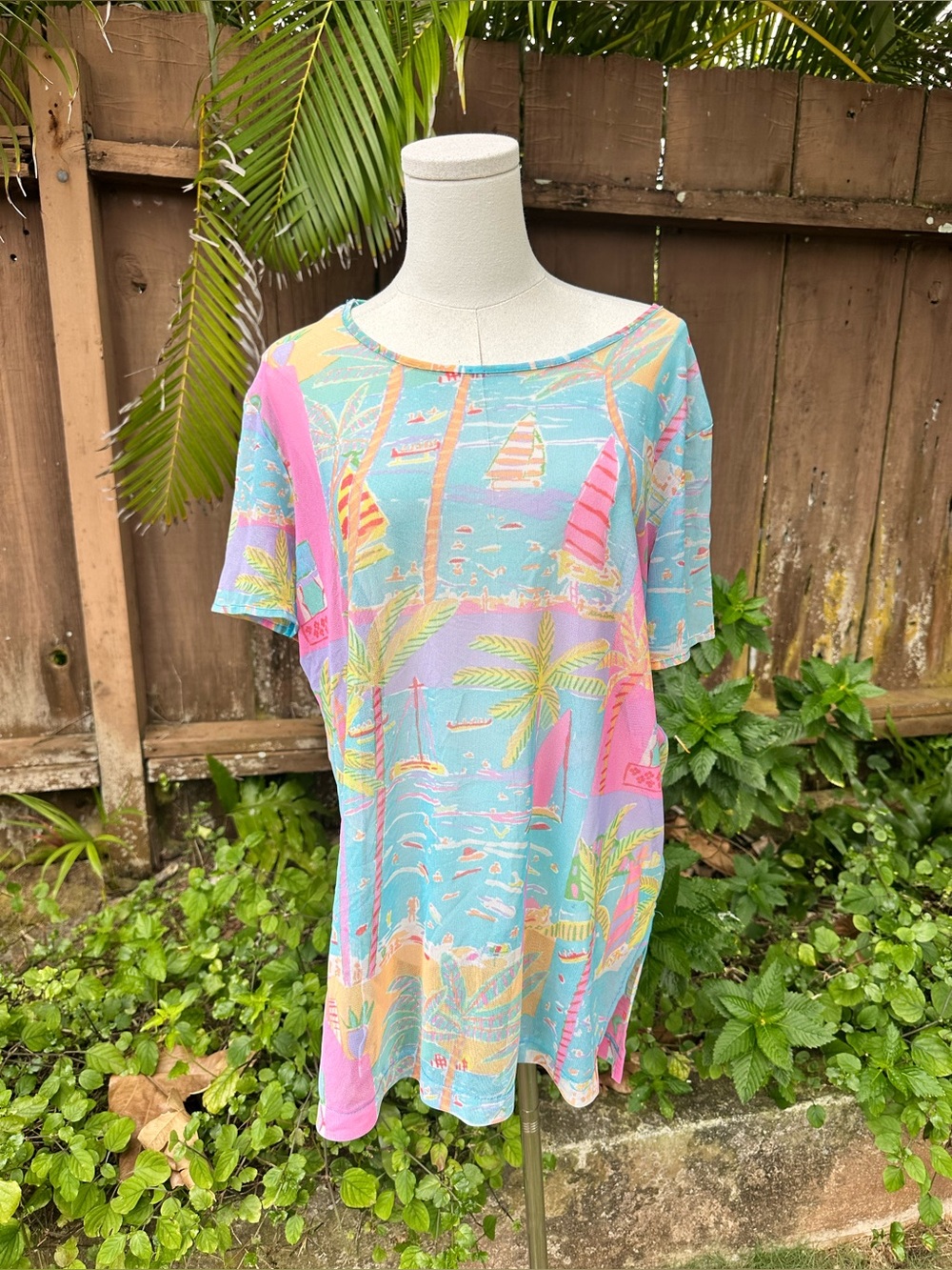 Vintage 90s Tropical Ken Done Art & Design Top One Size